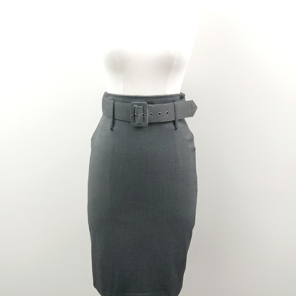 High waisted pencil skirt in charcoal gray